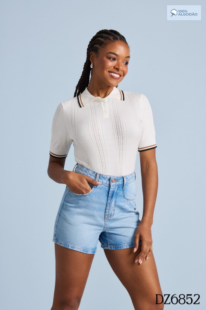 Blusa Polo Feminina em Algodão